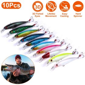10Pcs Fishing Lures Kit Spoon Lures Hard Spinner Baits