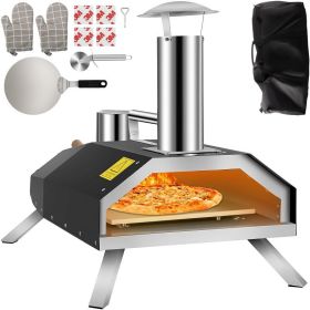 Outdoor Party Stainless Steel Portable Wood Pellet Burning Pizza Oven With Accessories - Black A - Arched
