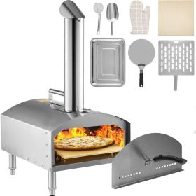Outdoor Party Stainless Steel Portable Wood Pellet Burning Pizza Oven With Accessories - Silver A - Arched