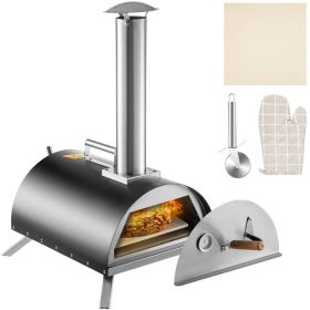 Outdoor Party Stainless Steel Portable Wood Pellet Burning Pizza Oven With Accessories - Black - Arched