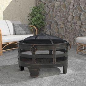21.6'' H x 26'' W Steel Wood Burning Outdoor Fire Pit - black