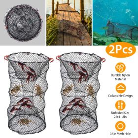 2Pcs Crab Trap Bait Nets Shrimp Prawn Crayfish Lobster Bait Fishing Pot Cage Basket 22x11.8in