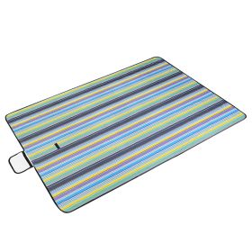 60" x 78" Waterproof Picnic Blanket Handy Mat with Strap Foldable Camping Rug - BlueStripe