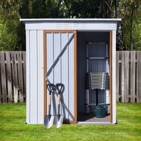 5 X 3 Ft Outdoor Storage Shed, Galvanized Metal Garden Shed With Lockable Doors, Tool Storage Shed For Patio Lawn Backyard Trash Cans - White