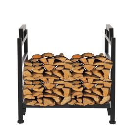 Wrought Iron Log Rack, Firewood Storage Holder, Heavy Duty Log Bin, Fireside Log Carrier for Fireplace Stove Accessories Christmas Pattern - Black