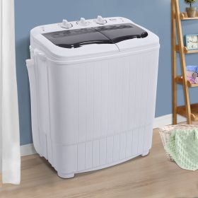 ZOKOP Compact Twin Tub with Built-in Drain Pump XPB35-ZK35 14.3(7.7 6.6)lbs Semi-automatic Gray Cover Washing Machine RT - gray