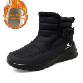 New Winter Women Boots Warm Thicken Plush Women's Snow Boots Outdoor Waterproof Boots Winter Women Sneakers Ankle Boots Size 42 (Color: Black, size: 5)
