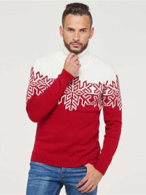 Christmas Red Men's Women's Children's Jacquard Sweater (Color & Size: Red_M)
